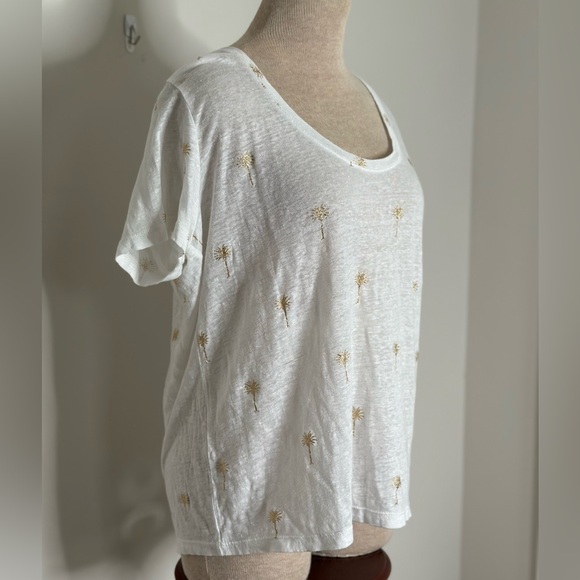 Rails Luna Metallic Palm Tree Linen-Blend Graphic T-Shirt Size Large - Picture 3 of 9